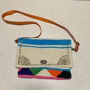 Handmade Saddle Blanket Envelope style crossbody bag purse lined in leather